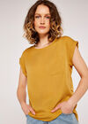 Split Back Tee, Mustard, large