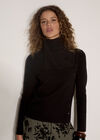 Ribbed Knit Asymmetric Cardigan, Black, large