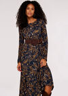 Paisley Tiered  Midi Dress, Navy, large