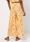 Cotton Floral Print Palazzo Trousers, Orange, large