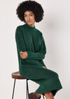 Waffle Knit Midi Dress, Green, large
