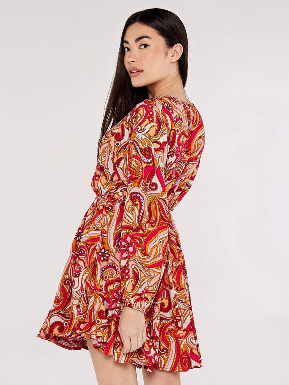 Swirl Flute  Mini Dress, Pink, large