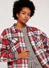 Check Button Down Shacket, Red, large