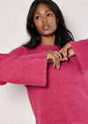Curve Bell Sleeve Boucle Jumper, Fuchsia, large