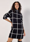 Window Check Knitted Mini Dress, Black, large