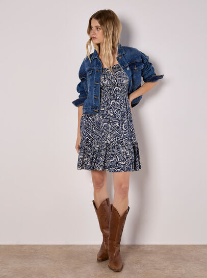 Paisley Milkmaid Mini Dress