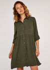 Tiered Swing Shirt Dress, Khaki, large