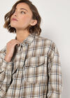 Cropped Check Shirt, Cream, large