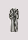 Monochrome Stripe Shirt Midi Dress, Black, large