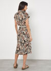 Mixed Animal Print Shirt Midi Dress, Stone, large