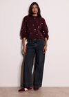 Embroidered Heart Jumper, Plum, large
