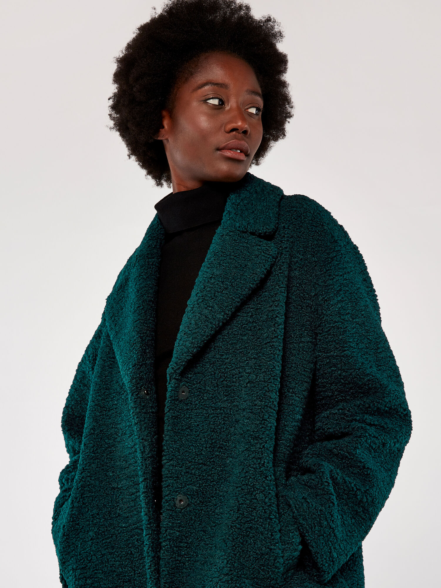 Borg Fur Coat Apricot Clothing