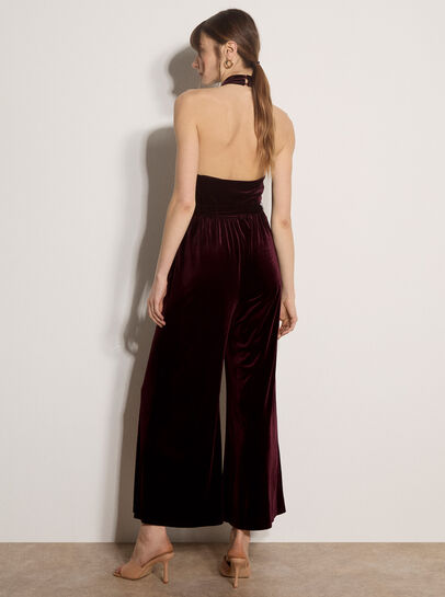 Velvet Cowl Neck Jumpsuit