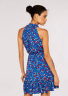 Ditsy Halter Mini Dress, Blue, large