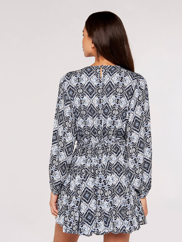Ikat Mini Dress, Navy, large
