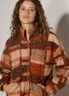 Soft Boucle Check Jacket, Brown, large