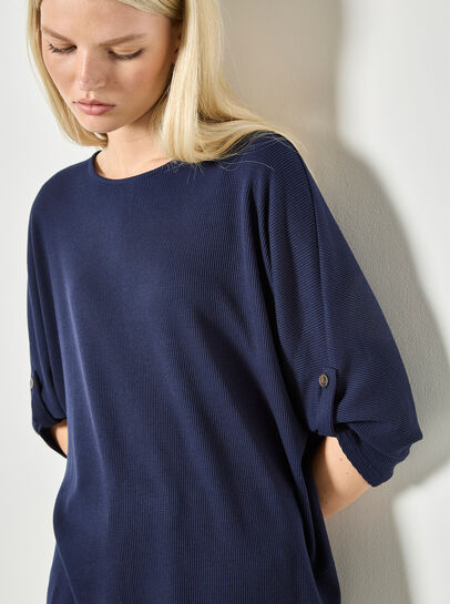 Waffle Knit Button Detail Top