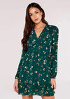 Botanical Ruffle Mini Dress, Green, large