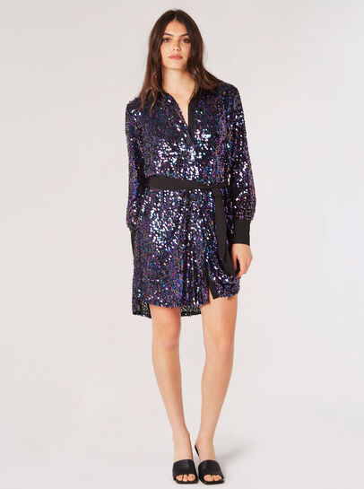 Sequin Shirt Mini Dress