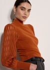 Plait Mesh Sleeve Jumper, Rust, large