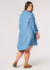 Curve Denim Shirt Mini Robe, Bleu, grand