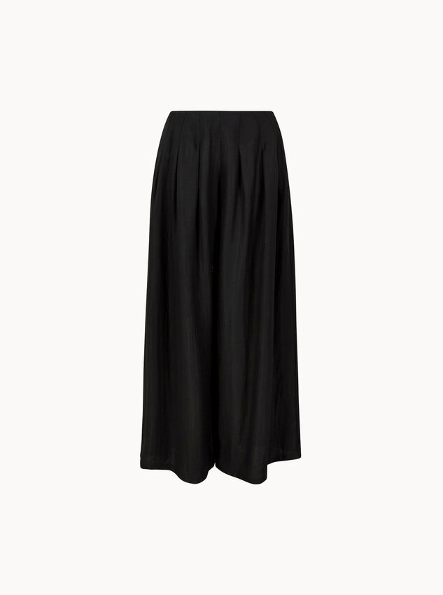 Textured Twill Wide-Leg Trousers, Black, large