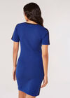Stripe Panel Knitted Bodycon Mini Dress, Blue, large