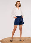 Denim Paperbag Shorts, Blue, large