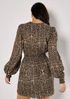 Batik Print Tiered Mini Dress, Rust, large