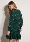 Vintage Floral Crepe Mini Dress, Green, large