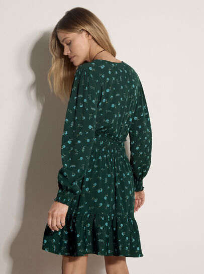 Vintage Floral Crepe Mini Dress