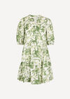 Floral Print Cotton Mini Dress, Green, large