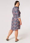 Curve Paisley Shirt Mini Robe, Bleu, grand