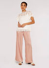 Embroidered High Neck Top, White, large