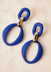 Matt Oval Earrings, Blue, large