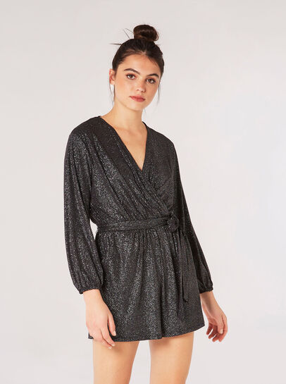 Metallic Shimmer Wrap Playsuit 