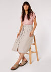 Striped Button Midi Skirt, Stone, large