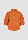 Woven Cropped Shirt, Orange, large