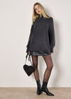 Oversized Boucle Tunic Jumper, Grey, large
