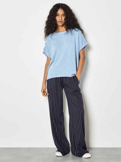 Button Detail Knitted T-Shirt