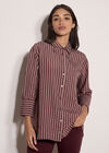 Oversized Stripe Shirt, Burgundy, large