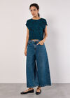 Mixed Animal Textured Cropped T-Shirt, Teal, large