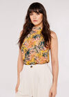 Tropical Halter Neck Top, Mustard, large