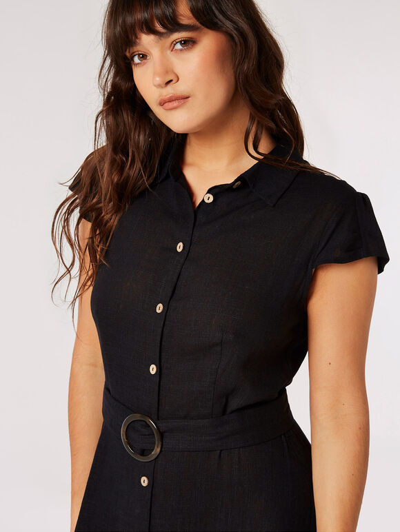 Vintage Shirt Midi Dress, Black, large