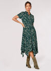 Abstract Print Shirt Midi Dress, Green, large