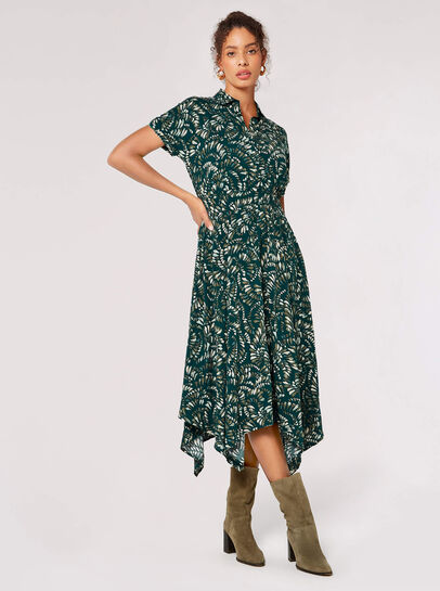 Abstract Print Shirt Midi Dress