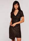 Foil Wrap Dress, Black, large