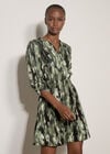 Abstract Print Utility Mini Dress, Green, large