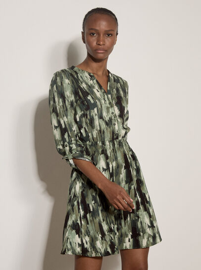 Abstract Print Utility Mini Dress