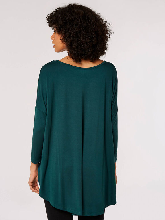 Chiffon Panel Jersey Top, Green, large